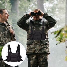 Tiiyee Walkie Talkie Chest Bag, Police Vest Radio Shoulder Holster Chest Strap Holder Vest Chest Rig Bag Radio Harness Bags Pack Two Way Carry Bag Accessory Holder for Police Production Worksta