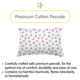 BreathableBaby Cotton Percale Pillowcase, for 13" x 18"/33 x 46 cm Toddler Pillow, Bears (2-Pack)
