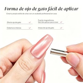 CHERIMOYA Esmalte de Uñas de Gel Ojos de Efecto Seda,Lámpara UV para Mujer,Cat Eye Gel Polish de Salón y DIY en Casa (056 Nude Melocotón)