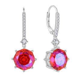 YL Women's Earrings 925 Sterling Silver Rose Cut Round Earrings 5A Cubic Zirconia Jewellery Gifts for Women Mother Girlfriend, Silver, Garnet