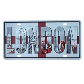 DOGT Vintage Auto Tag License Plate Metal Sign,London Decoration Retro Tin Sign TIN SIGN 7.8X11.8 INCH
