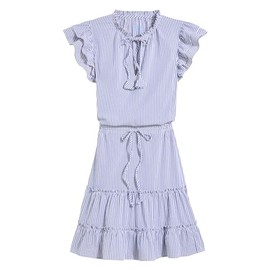 Vineyard Vines Women's Harbor Seersucker Grid Print Smocked Waist Dress, Vineyard Navy, Small