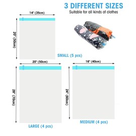 13 Pack Compression Bags for Travel (5 x S, 4 x L, 4 x XL), Vacuum Seal Storage Bags for Clothes & Luggage, Roll-Up Space Saver Bags for Travel Suitcases or Home Organization