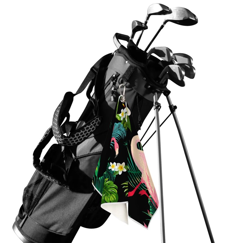 Tropical Flamingo Golf Towel for Golf Bags with Clip 15