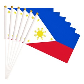 25 Pack Philippine Small Hand Held Stick Flag, National Country Flag for Party Decorations, Supplies for Parades, Festival Events, International Celebration