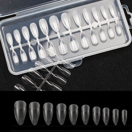 Sieeck Medium Almond Nail Tips - 500Pcs Pre-Shaped Half Matte Full Cover False Nails Gel Nail Tips Stronger Adhesion Acrylic False Press on Nails for Nail Extension Nail Art DIY Salon, 10 Sizes