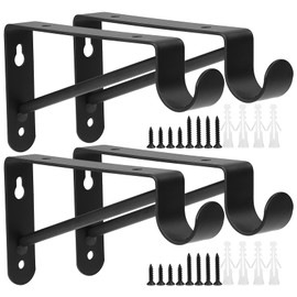 Small Shelf and Rod Brackets, 4 Pcs Closet Shelf & Rod Brackets Wall Mounted 5.9 inches, Heavy Duty Closet Shelf Bracket with Rod Holder, Closets Shelves Support Bracket with Screws