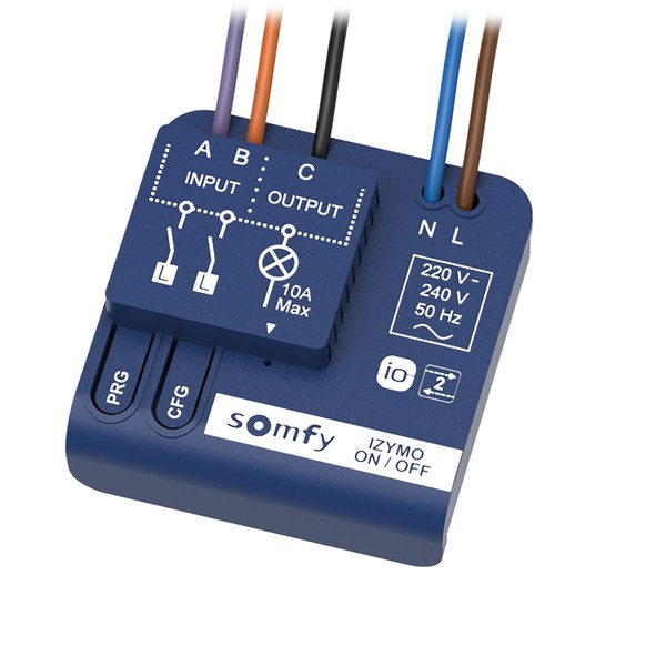 Somfy 1822649 Izymo On/Off Micro Receiver Lighting, Blue, 43 x 13 x 43 Millimeter