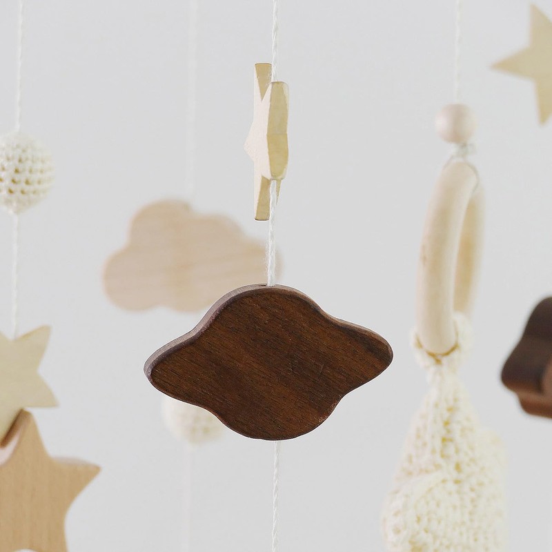 Playtastic Cot Toy Baby Mobile with Stars Wooden Bed Toy