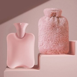 HS artificial rabbit fur thermal water bag 1L/2L Heat Pack Pink 2L 2ea