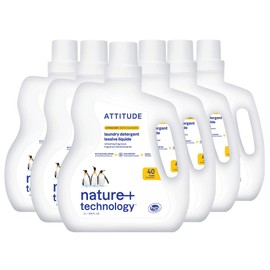ATTITUDE Liquid Laundry Detergent, EWG Verified Laundry Soap, HE Compatible, Vegan and Plant Based Products, Cruelty-Free, Citrus Zest, 40 Loads, 67.6 Fl Oz (Pack of 6)