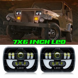 CHUSYYRAY 5X7 7X6 Inch H6054 LED Headlights Sealed Beam for Jeep Wrangler YJ Cherokee XJ
