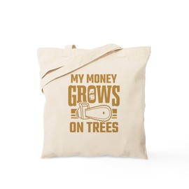 CafePress My Money Grows On Trees Tree Worke Reusable Natural Beige Canvas Shopping Bag