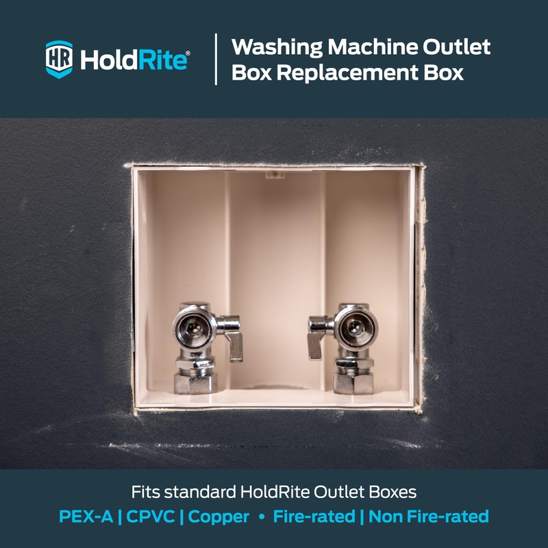 Holdrite HR-W-OB Drain, Replacement Washing Machine Outlet Box Accessories, White,