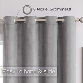 Randall - Paneles de cortina de gamuza sintética de 63 pulgadas de longitud con ojales en la parte superior, color gris, para oscurecer la habitación, para recámara, sala de estar, gris, 55 x 63 x 2