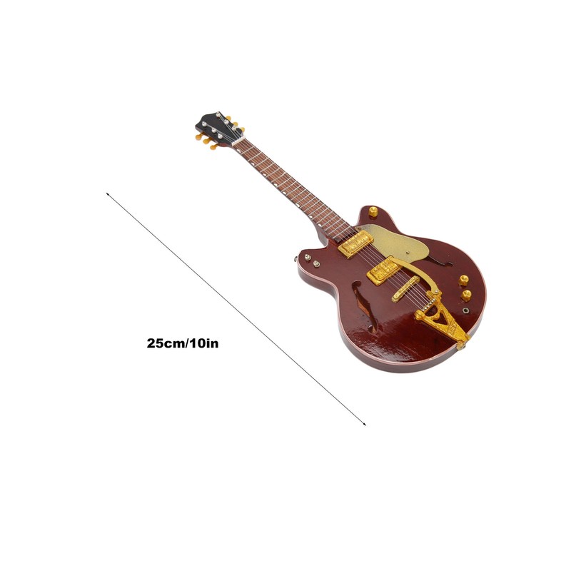 Red and Gold Miniature Electric Guitar Replica with Stand and