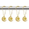 Celestial Shower Curtain Hooks 12 Pcs, Decorative Gold Sun Moon