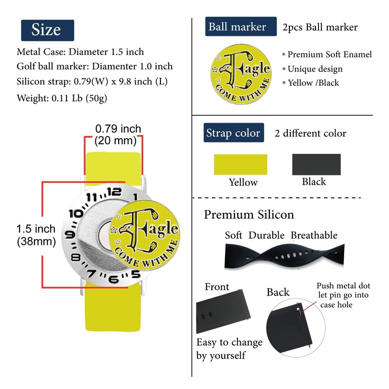 E TRUEE Golf Ball Marker with Golf Stroke Counter Bracelet,