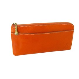Dakota DA-35897 Women's Long Wallet, L-Shaped Zipper, Genuine Leather, orange