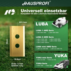 HAUSPROFI 16 x titanium replacement blades for Mammotion Luba & Yuka DIN EN 50636-2-107 tested, 60% more durable, includes 16 x safety screws and box