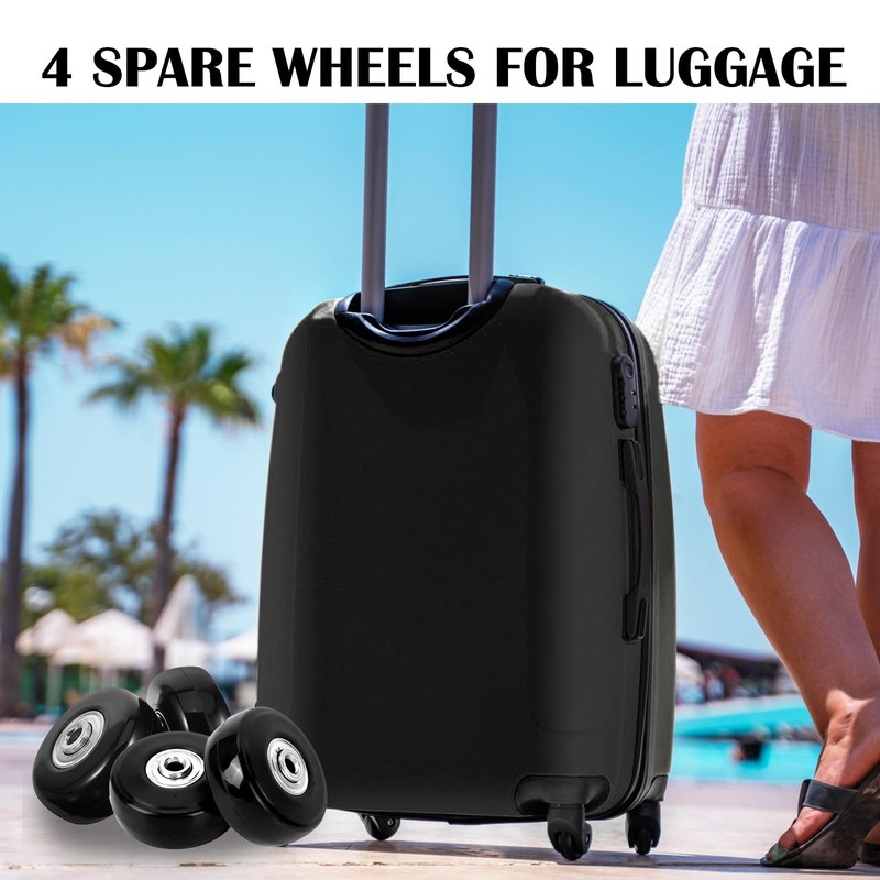 KENPOJO Pack of 4 Suitcase Castors, 50 mm Luggage Replacement