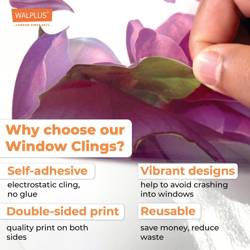 WALPLUS Flower Window Stickers Double Sided Spring Window Stickers Reusable