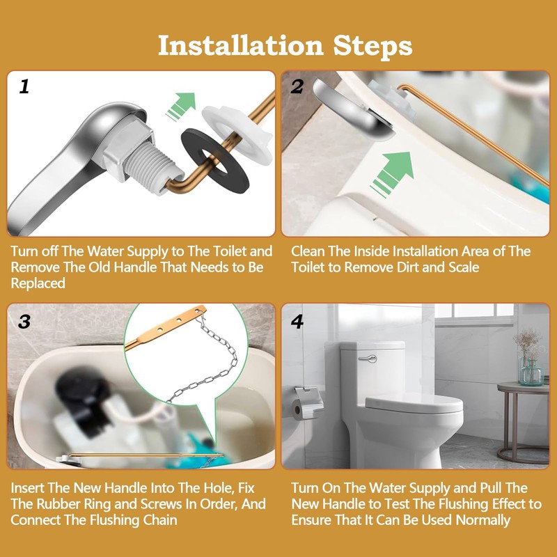 Demiwise Universal Toilet Flush Handle, Front Mount Bowl Flusher Replacement