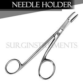 SurgicalOnline Stainless Steel Gillies Sheehan Needle Holder with Small Suture Scissors Straight 6"