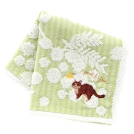 PAUL&JOE ACCESSOIRES 000483-0007-01 Paul & Joe Towel Handkerchief, Nunette Embroidery (Green), Women's Towel, Hand Towel, Approx. 9.8 inches (25 cm), multicolor