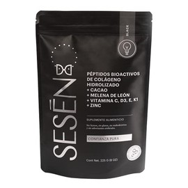 SESEN - Colágeno Hidrolizado en Polvo Black 225 g - Sin Azúcar, Suplemento Alimenticio, Péptidos de Colágeno en Polvo, Collagen Peptides, Zinc, Vitamina C