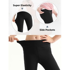 Girls Athletic Leggings with Pockets Yoga Workout Active Leggings Pants for Teen Girls (Pack of 4,Black/Blue/Gray/Pink)