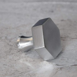 A Pair of Pushka Home Brushed Brass Hexagonal Silver Cupboard Door Knob. Suits doors up to 21mm.