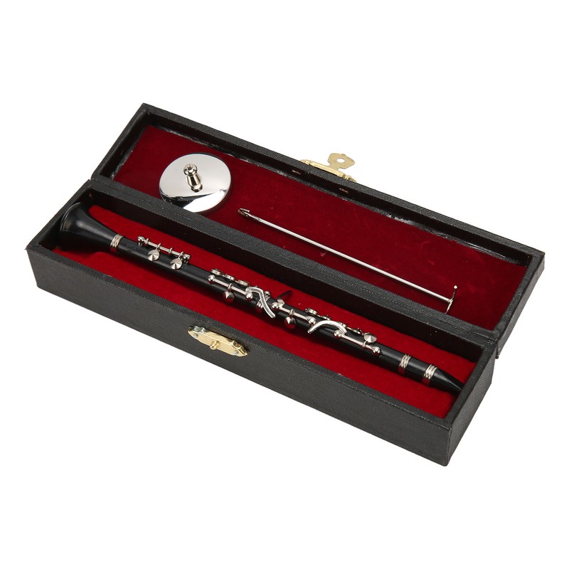 Miniature Clarinet Replica with Stand and Case Musical Instrument Model