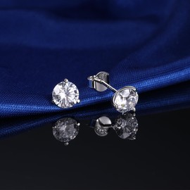 Sllaiss Stud Earrings 925 Silver Women's AAAAA+ Zirconia Stud Earrings Sterling Silver Stud Earrings for Women White Gold-Plated Zirconia Cartilage Earrings, Sterling Silver Sterling Silver Zirconia,