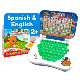 ZEENKIND Spanish English Toy Laptop, Toddler Learning Toys 2 3 4 Years Old, Spanish Learning Bilingual Toy Computer for Kids, Educational Computer Toys with Alphabet Numbers Words Spelling Math