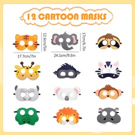 Pack of 12 Animal Masks, Party Animals, Jungle Decoration Birthday, Animal Masks for Children, Jungle Decoration, Animal Masks for Painting, Animal Mask, Horse Mask, Fancy Dress Box for Children