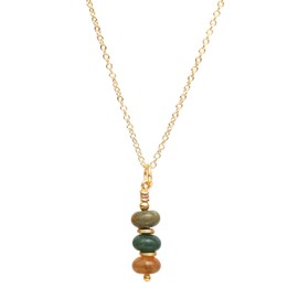 Gempires Moss Agate Pendant Necklace, Green Crystal Pendant Necklace, Necklace, Casual Wear, Gift for Mom Daughter, Hypoallergenic 14k Gold Plated 16+2 inch Adjustable Chain