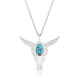 Montana Silversmiths Western Lifestyle Turquoise Necklace (Chiseled Steer Head)