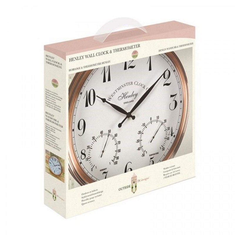 Outside In Henley Wall Clock & Thermometer 12"