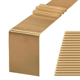 JEVIX 20 Pack Satin Table Runner 12 X 108 Inch Silk Table Runner for Party,Wedding, Birthday, Banquets,Decoration(Old Gold)