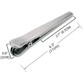 Zeltauto Reusable Bag Clips for Food Storage Convenient for Sealing Packets Large Power Clip Stainless Steel (6 Pack)