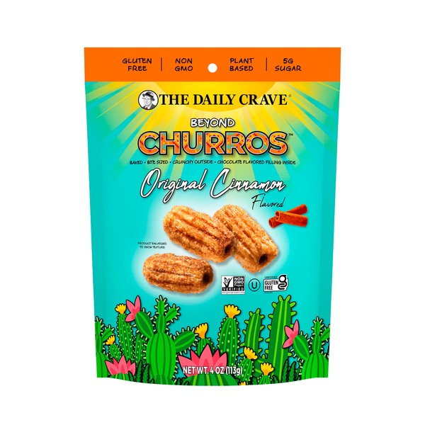 The Daily Crave Beyond Churros, Cinnamon, 4 Oz (Pack Of 6) Plant Based Protein, Dairy and Soy-Free, Gluten-Free, Non-GMO, Vegan, Multigrain