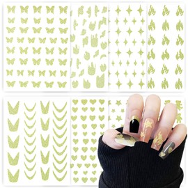 LuckForever 8pc Nail Stickers Decals Letter Butterfly Star Heart Nail Art Sticker Fingernail Tattoos Acrylic Tips Accessories Manicure Supplies for Women Girls Kids Polish Nails DIY (Mixed Design)