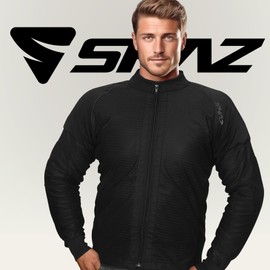 Shaz Breathable Motorcycle Shirt CE-Armor Protective Motorcycle Mesh Jacket All Seasons Riding Padded Motorcycle Summer Shirt (Large) Black