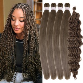 Ash Brown Braiding Hair Pre stretched Synthetic Boho Hair for Braiding
