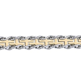 Metro Jewelry Cross Link Bracelet for Men in Stainless Steel with Gold Ion Plating - 10 Inches Long and 13 mm Wide with Fold Over Clasp