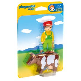 Playmobil 6972 1.2.3 Farmer with Cow, Fun Imaginative Role-Play, PlaySets Suitable for Children Ages 4+