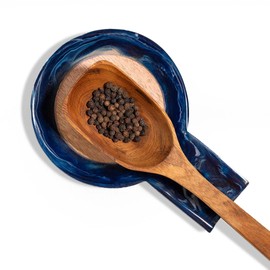 Folkulture Spoon Rest or Spoon Holder | (7 x 5") Resin Spoon Rest for Stove Top or Kitchen Utensils Holder | Spatula Holders for Rustic Kitchen Decor | Spoon Holders for Home (Blue)
