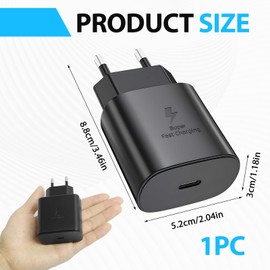 45 W USB C Fast Charger, Compatible with S24 Ultra, S23, S22, S21, S20 Series and Tab S9, S8, S7 - Power Supply with USB Type C for Fast Charging, Black