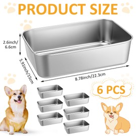 LemonRoad 6 Pcs 52 oz Stainless Steel Metal Dog Bowls Bulk 6.5 Cups Food Water Bowls for Small Medium Size Dogs Cats Thickened Pet Dish No Spilling Dishwasher Safe for Both Indoor Outdoor Feeder
